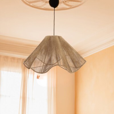 Funnel-Shaped Paper Rope Pendant Lampshade