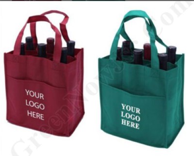Nonwoven Wine Carrier Bag (PP Nonwoven Fabric, 1/2/6/9 Bottle Compartments, Custom Size, Logo Printing, 80–150gsm)