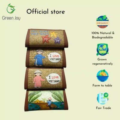 Painted Lepironia Grass Fashion Wallet (Handwoven, Eco-Friendly)