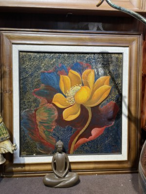 Tranh Sơn Mài Tĩnh Lặng Hoa Sen (Thủ Công, Nghệ Thuật Sơn Mài Truyền Thống Việt Nam, 85x85x5cm)