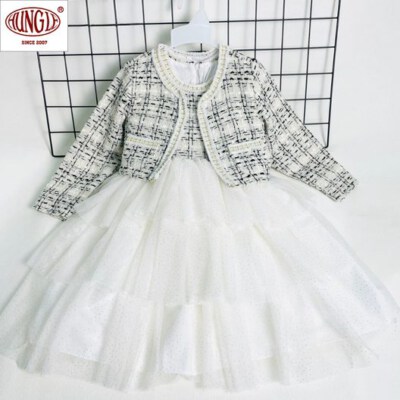 Europe-Style Girls Knee-Length Dress (Velvet Look, Floral Print, Breathable, OEM/ODM)