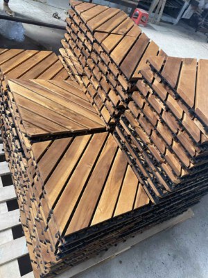 Acacia Decking Tiles 8 Slats Cross