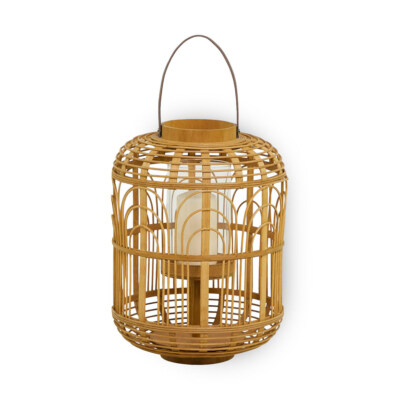 Handmade Bamboo & Rattan Candle Lantern With Handle