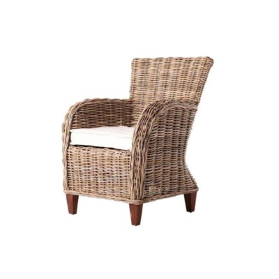 Classic Fan-Back Rattan Dining Lounge Chair