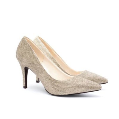Women’s Gold Spike Heel Pumps (Rubber Upper & Outsole, Lightweight, Anti-Slip, OEM/Private Label)