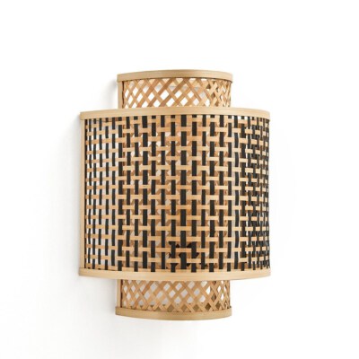 Handcrafted Bamboo Wall Lamp (Bamboo & Rattan, Size R10 x L24 x H30 cm, Eco-Friendly)