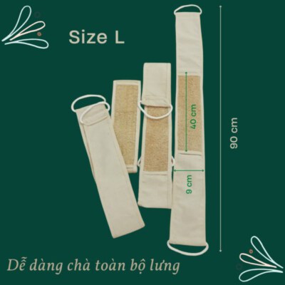 Natural Loofah Back Scrubber Strap (Cotton Handles, Exfoliating Bath Belt, Made In Vietnam)