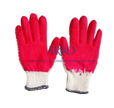 Red Rubber-Coated Knit Work Gloves (Latex/Rubber Palm Coated, Anti-Slip, Reusable)