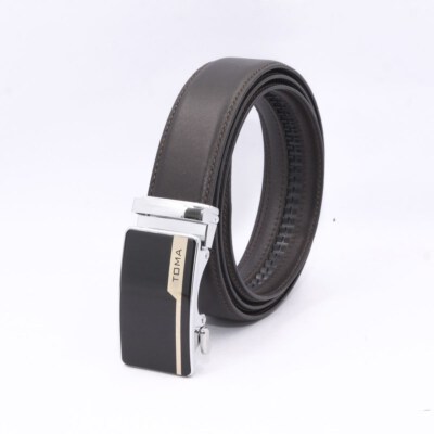 Automatic Buckle Genuine Cow Leather Belt For Men (Model DL2A6DK458, Office Style)