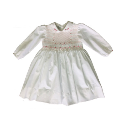 Woven Striped Girls Smocked Dress (Floral Embroidery, Polyester/Cotton, Custom Size, ODM/OEM)