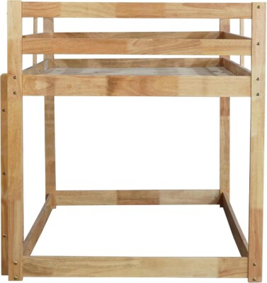 Solid Pine Wood Twin-Over-Twin Bunk Bed Frame (Ladder & Guardrails, Durable)