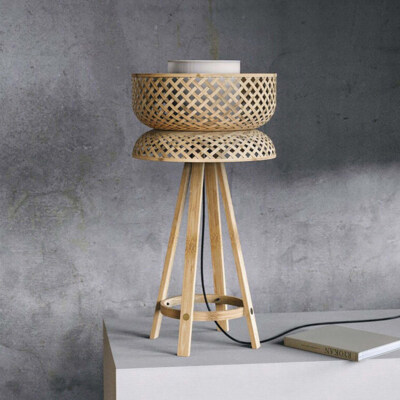 Handmade Bamboo Table Lamp With Woven Shade