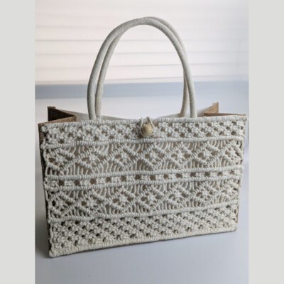 Túi Clutch Macrame Boho Hình Chữ Nhật Với Dây Buộc