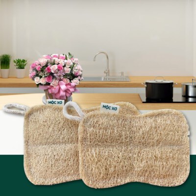 Large Natural Loofah Dishwashing Scrubber (Non-Abrasive Pot & Pan Scouring Pad)