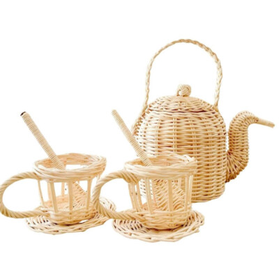 Handwoven Rattan Kids Tea Set