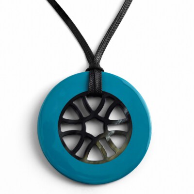 Buffalo Horn Lacquer Pendant Necklace (Handmade, Natural Color Variations)