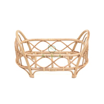 Rattan Mini Doll Crib Bed