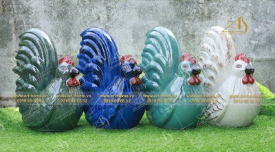 Tượng Gà Đuôi Cao Tự Đứng Thủ Công
