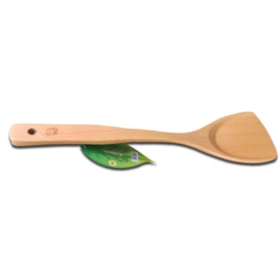 Beech Wood Cooking Spatula (Long Handle, Food-Safe Oil Finish, Model S08)