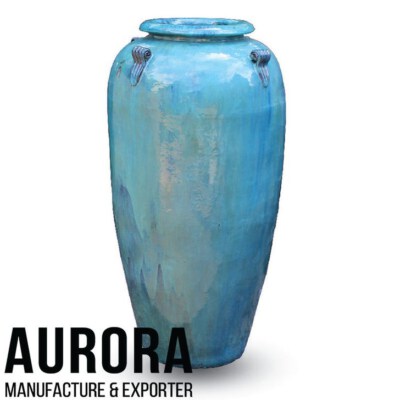 Extra-Tall Glazed Ceramic Outdoor Planter With Drainage Hole