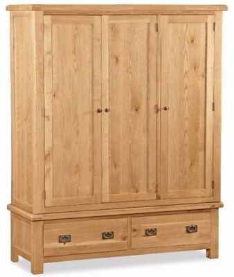 Tripple Wardrobe (Montreal–Quebec Program, Oak & Rubberwood, Export Packing, SKU MON-G637 / QUE-G1668)