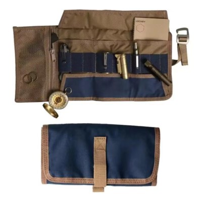 Folding EDC Tool Roll Organizer Bag (Canvas, Zipper & Velcro Closure, Customizable)