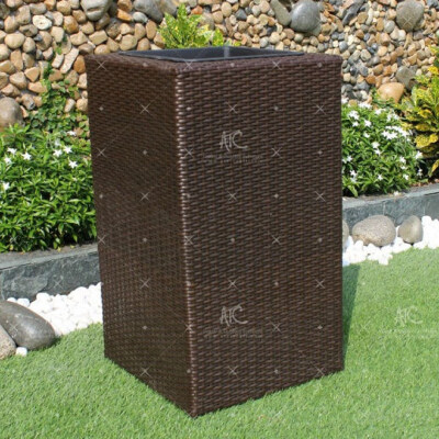 High-Quality Patio Poly Rattan Tall Planter (PE Wicker Rattan, Easy Clean, Modern Outdoor Use)