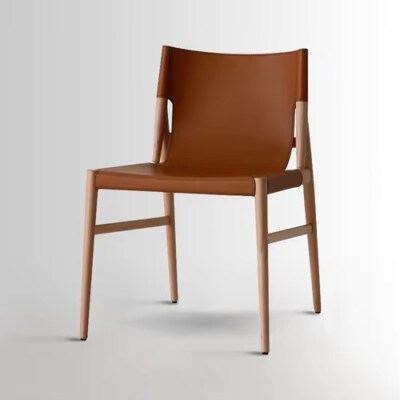 Modern Dining Chair (Rubber Frame Wrapped With Fabric/PVC, Cushioned Seat, Natural Wood Color, Made In Vietnam)