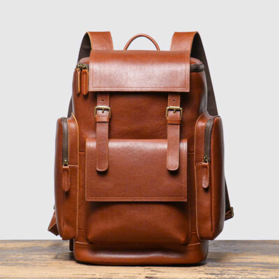 Genuine Cow Leather Backpack For Men (Model B360, Fits Up To 15 Inch Laptop)