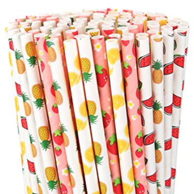 Fruit Pattern Paper Straws