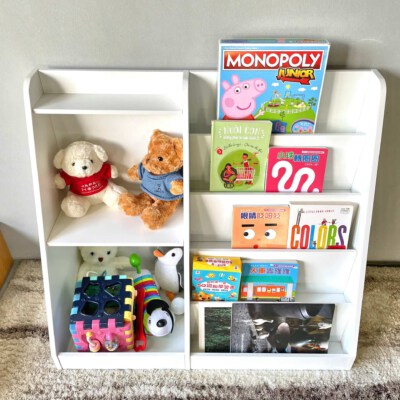 Multifunction Kids Book & Toy Storage Rack With 5 Fabric Slings