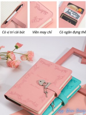 Heart Lock Notebook (14.5×20.5cm, 200 Pages)
