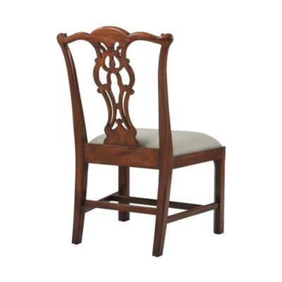 Antique-Style Mahogany Dining Chair (Fabric Upholstered, Classic Accent)