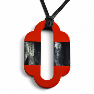 Buffalo Horn Lacquer Pendant Necklace (Handmade, Natural Color Variations)