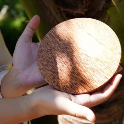 Custom Engraved Round Coconut Wood Desk Decor (Handmade, Eco-Friendly, Carved, Modern Style)