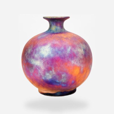 Raku Fire-Transformation Fortune Vase (Refined White Clay Ceramic, Exclusive Raku Glaze, Handcrafted)