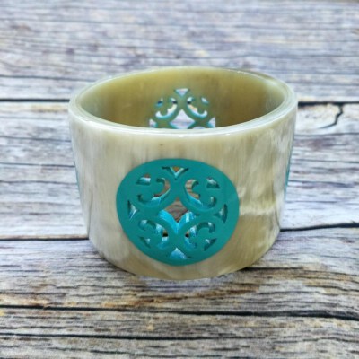 Vietnam Lacquered Buffalo Horn Cuff Bangle Bracelet