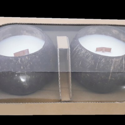 Coconut Husk Filled Candle (Palm Wax Blend, Wooden Wick, Natural Scent)