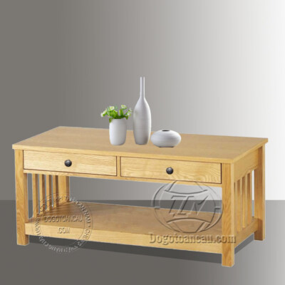 Ashmore Sofa Table (American Oak Wood, 4 Drawers, 2-Tier, 100cm)