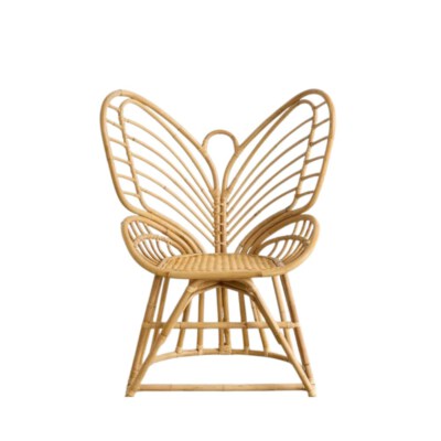 Butterfly-Shaped Rattan & Bamboo Kids Accent Chair