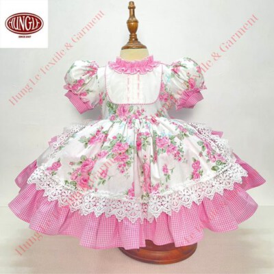 Baby Girl Lace A-Line Dress (Cotton-Blend, Short Sleeve, Printed, ODM/OEM)