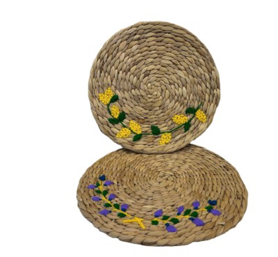 Giỏ Rổ Sang Trọng Bằng Cỏ Nước Hình Tròn