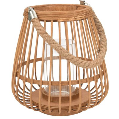 Natural Fiber Handwoven Bamboo Lantern Candle Holder