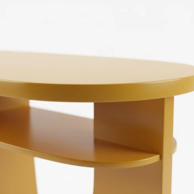 Modern Console Coffee Table (Durable Rubberwood & MDF With Oak Veneer, Yellow Finish, Made In Vietnam)