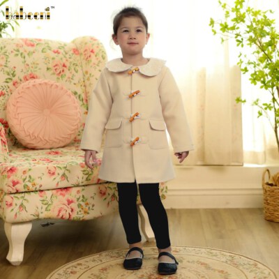 Wool Coat Dress with Embroidered Collar