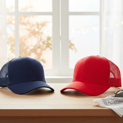 Denim Trucker Baseball Cap (100% Cotton, Mesh Back, Breathable & Waterproof, Adjustable Closure)