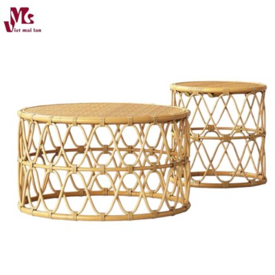 Rattan Round Sofa Side Table Set