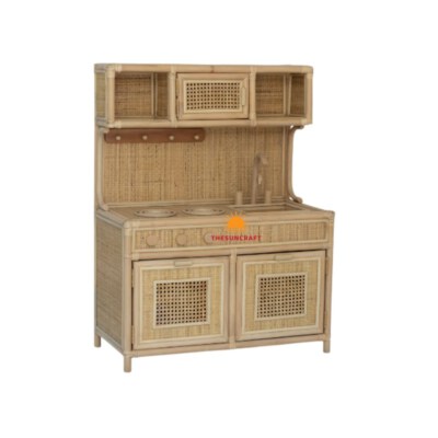 Handcrafted Rattan Kitchen Food Play Set