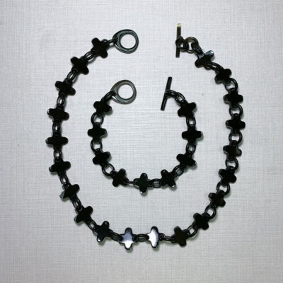 Vietnam Handcrafted Vintage Buffalo Horn Necklace & Bracelet Set