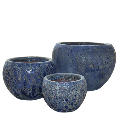 Extra-Large High-Temperature Glazed Ceramic Planter Set With Drainage Hole